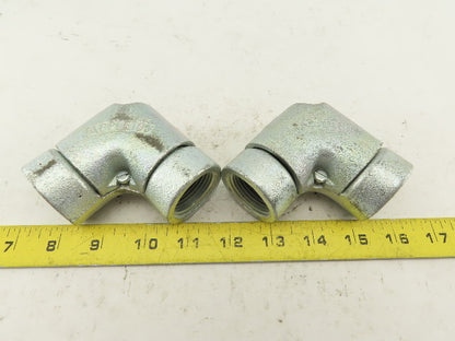 Appleton 1" Conduit Side Entry Pulling Elbow Galvanized 90° Lot OF 2