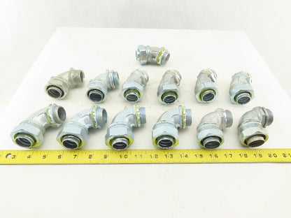 Appleton 1" x 1" Box Connector Liquid Tight Conduit Elbows 45° 90°  Mixed Lot/13