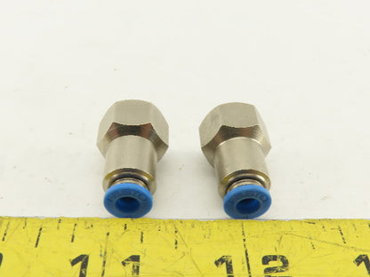 Festo 4mm Tube Push To Connect 3/8 Female Stainless Steel Fitting Lot Of 2