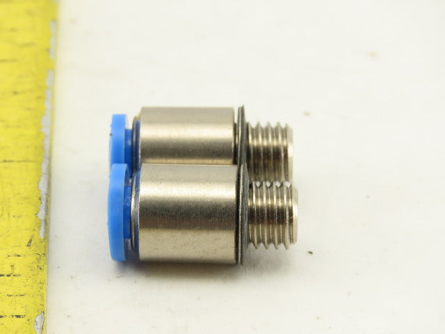 Festo 4mm Tube Push To Connect M7x1.0 Male Stainless Steel Fitting Lot Of 2