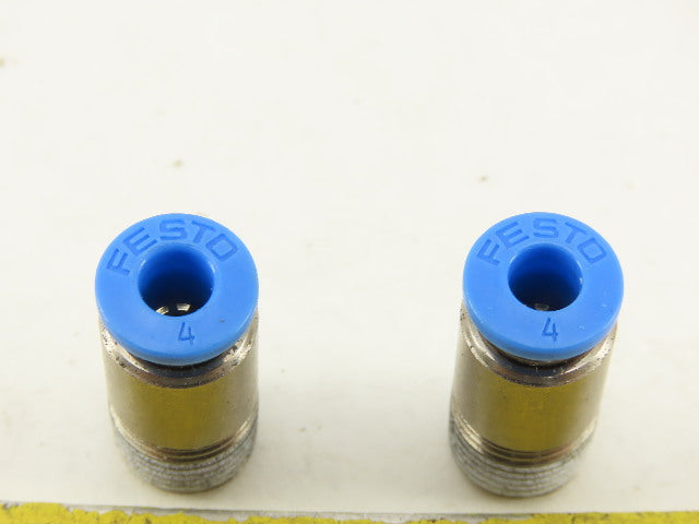 Festo 4mm Tube Push To Connect 3/8 Male Stainless Steel Fitting Lot Of 2