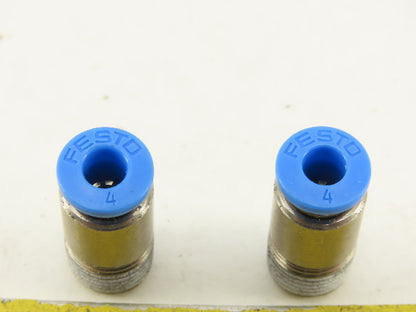 Festo 4mm Tube Push To Connect 3/8 Male Stainless Steel Fitting Lot Of 2