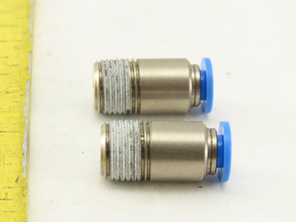 Festo 4mm Tube Push To Connect 3/8 Male Stainless Steel Fitting Lot Of 2