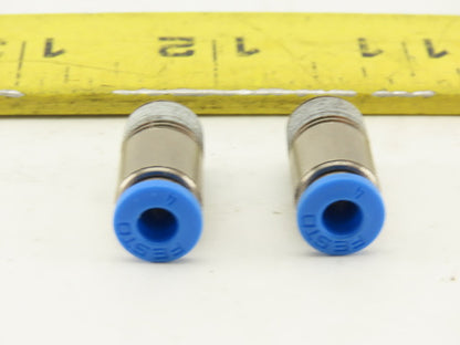 Festo 4mm Tube Push To Connect 3/8 Male Stainless Steel Fitting Lot Of 2
