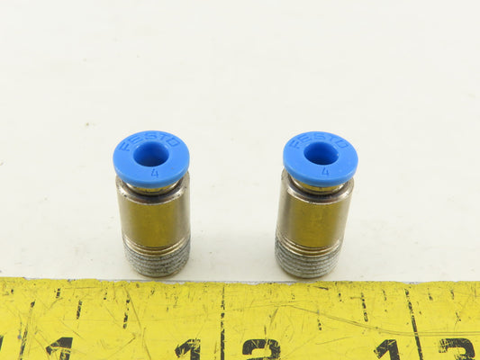 Festo 4mm Tube Push To Connect 3/8 Male Stainless Steel Fitting Lot Of 2