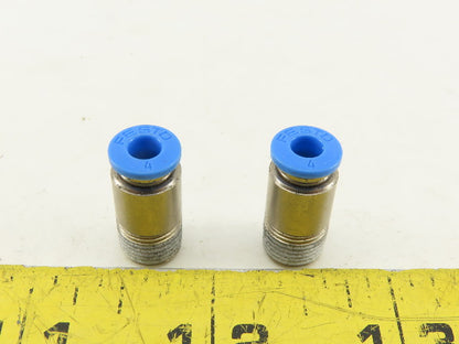 Festo 4mm Tube Push To Connect 3/8 Male Stainless Steel Fitting Lot Of 2