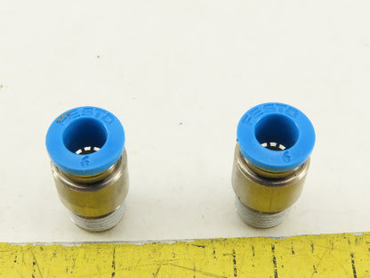 Festo 6mm Tube Push To Connect 3/8 Male Stainless Steel Fitting Lot Of 2
