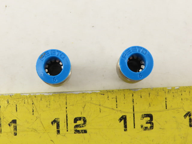 Festo 6mm Tube Push To Connect 3/8 Male Stainless Steel Fitting Lot Of 2