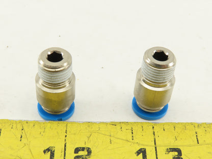Festo 6mm Tube Push To Connect 3/8 Male Stainless Steel Fitting Lot Of 2
