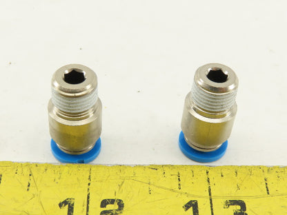 Festo 6mm Tube Push To Connect 3/8 Male Stainless Steel Fitting Lot Of 2