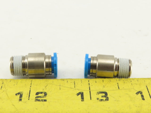 Festo 6mm Tube Push To Connect 3/8 Male Stainless Steel Fitting Lot Of 2