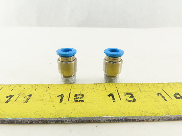 Festo 6mm Tube Push To Connect 3/8 Male Stainless Steel Fitting Lot Of 2
