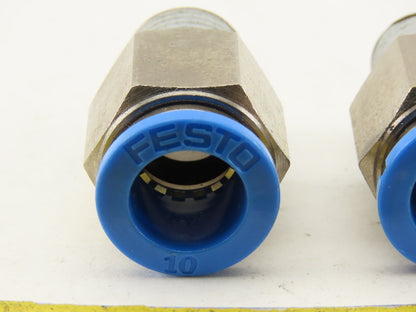 Festo 10mm Tube Push To Connect 1/4" NPT Male Fitting Lot Of 2