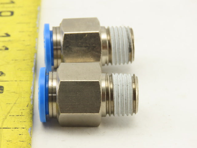 Festo 10mm Tube Push To Connect 1/4" NPT Male Fitting Lot Of 2