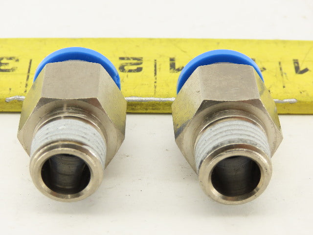 Festo 10mm Tube Push To Connect 1/4" NPT Male Fitting Lot Of 2