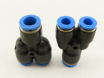Festo 8mm x Branch 6mm Push To Connect Adapter Y Fitting Lot Of 2
