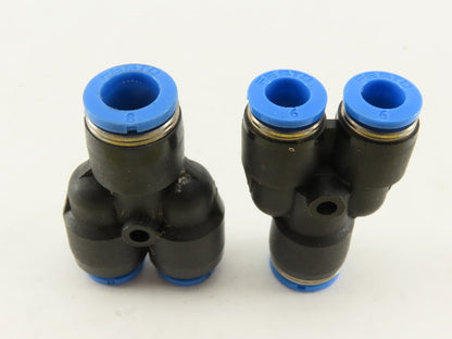 Festo 8mm x Branch 6mm Push To Connect Adapter Y Fitting Lot Of 2