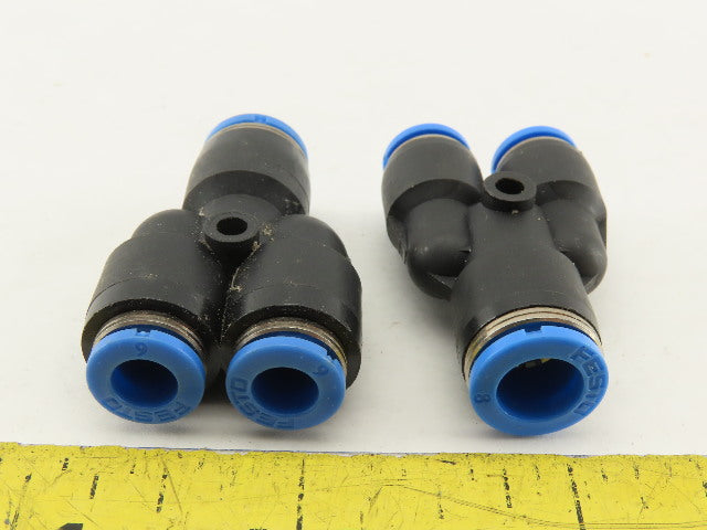 Festo 8mm x Branch 6mm Push To Connect Adapter Y Fitting Lot Of 2