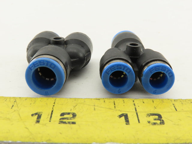 Festo 8mm x Branch 6mm Push To Connect Adapter Y Fitting Lot Of 2