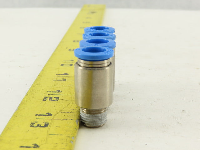 Festo 8mm Tube Push To Connect Stainless Steel 1/8" Male Fitting Lot Of 4