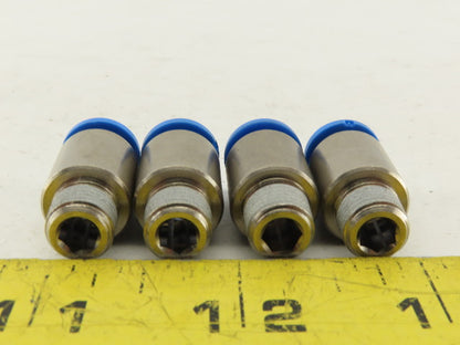 Festo 8mm Tube Push To Connect Stainless Steel 1/8" Male Fitting Lot Of 4