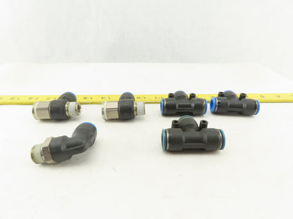 Festo 12mm Tube Push To Connect Fitting Mixed Lot Tee Elbow Flow Control Lot/ 6