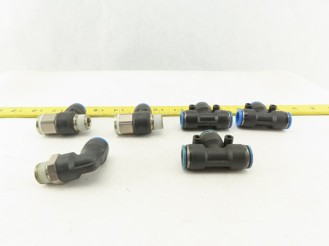 Festo 12mm Tube Push To Connect Fitting Mixed Lot Tee Elbow Flow Control Lot/ 6