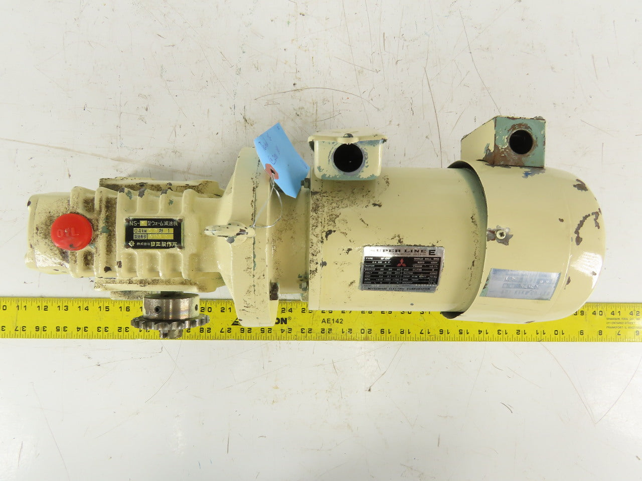 Mitsubishi SF-ERF 25:1 Ratio 68RPM Output 0.4kW 200/220V 50/60Hz Gear Motor