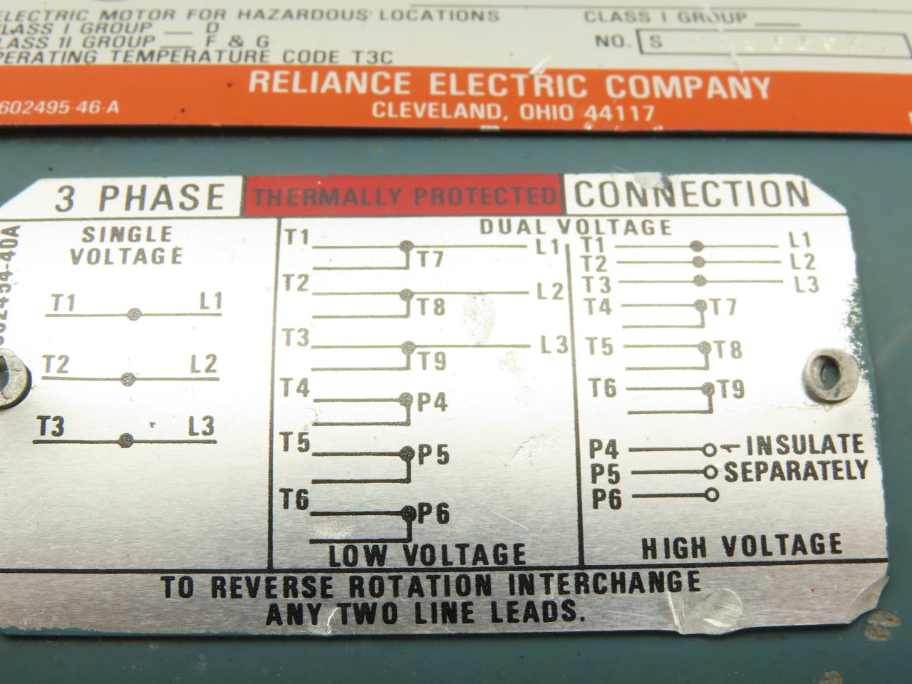 Reliance P56H2303P-UT Duty Master 1Hp 3450RPM 3Ph 208-230/460V HP56 AC Motor