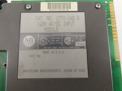 Allen Bradley 1771-IAD B 120V AC/DC Input Module