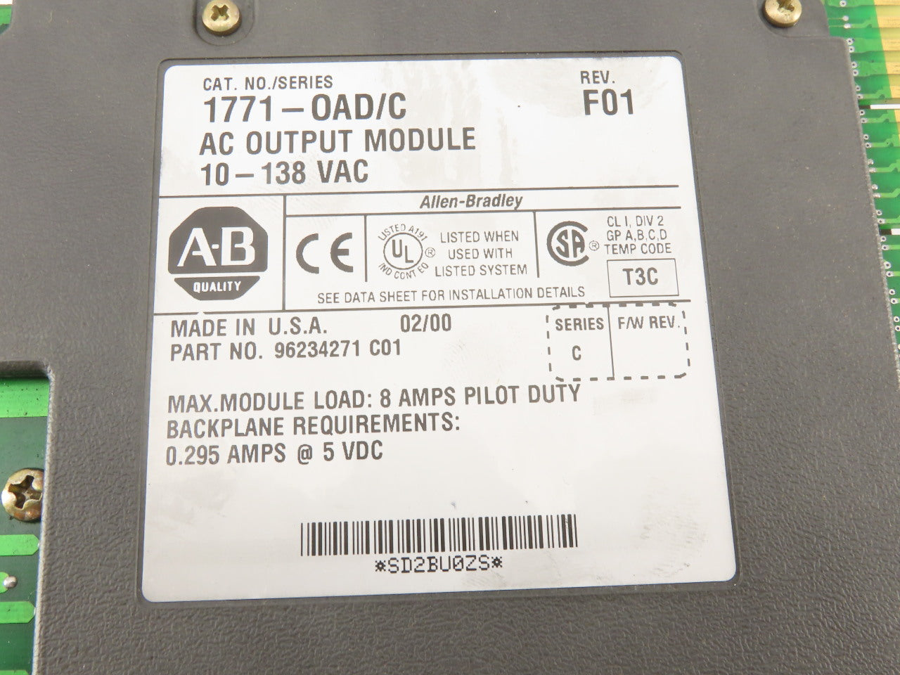 Allen Bradley 1771-OAD/C 10-138V REV F01 Series C  AC Output Module