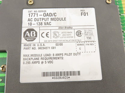 Allen Bradley 1771-OAD/C 10-138V REV F01 Series C  AC Output Module