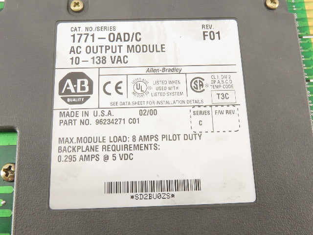 Allen Bradley 1771-OAD/C 10-138V REV F01 Series C  AC Output Module