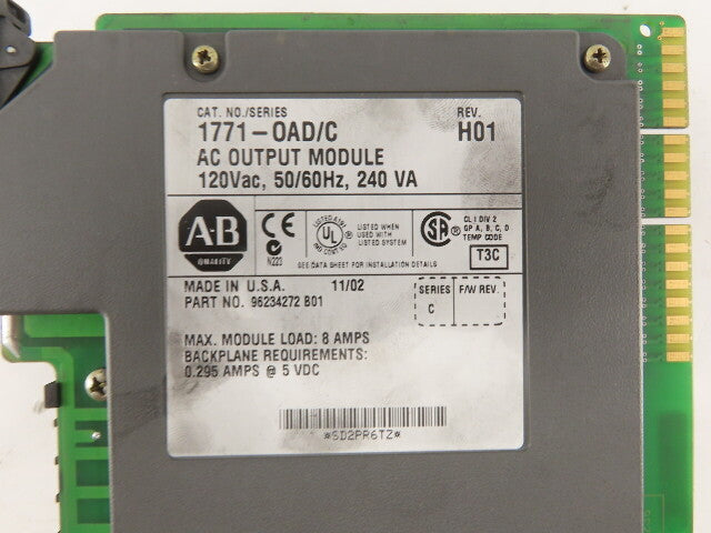 Allen Bradley 1771-OAD/C 120VAC 50/60Hz 240VA REV H01 Series C