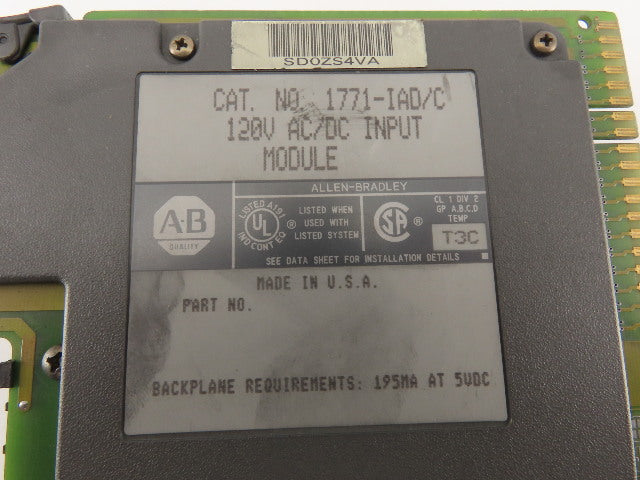 Allen Bradley 1771-IAD/C 120V AC/DC Input Module