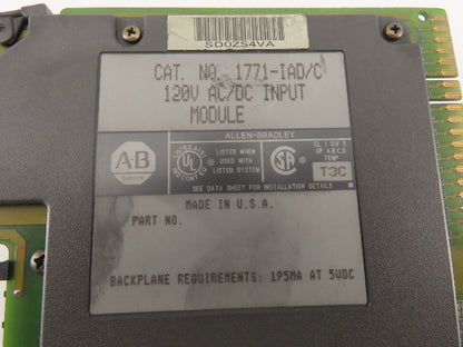 Allen Bradley 1771-IAD/C 120V AC/DC Input Module