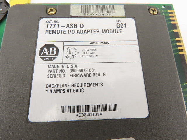 Allen Bradley 1771-ASB D Remote I/O Module Rev. G01 Ser D F/W Rev H