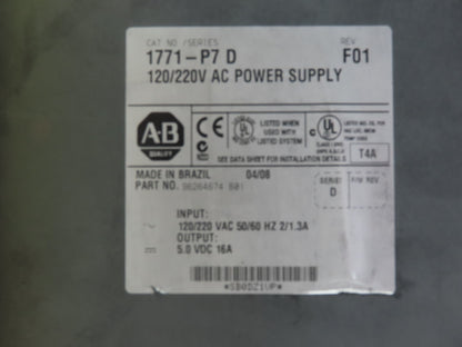 Allen Bradley 1771-P7 D 120/220V Input 5VDC Output Power Supply