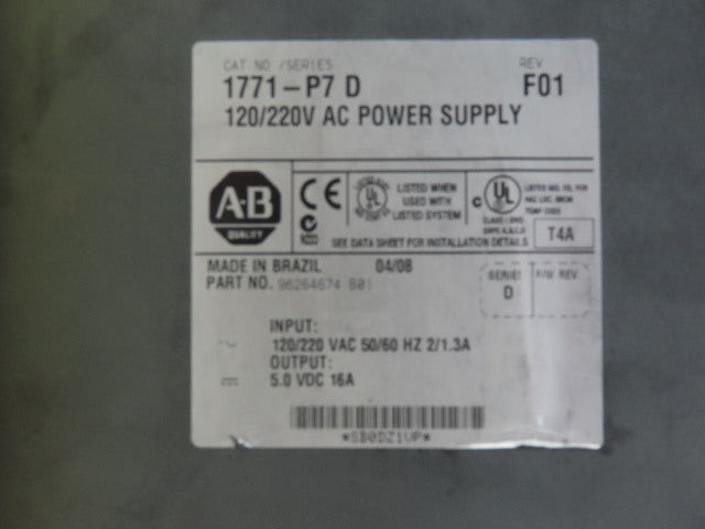 Allen Bradley 1771-P7 D 120/220V Input 5VDC Output Power Supply