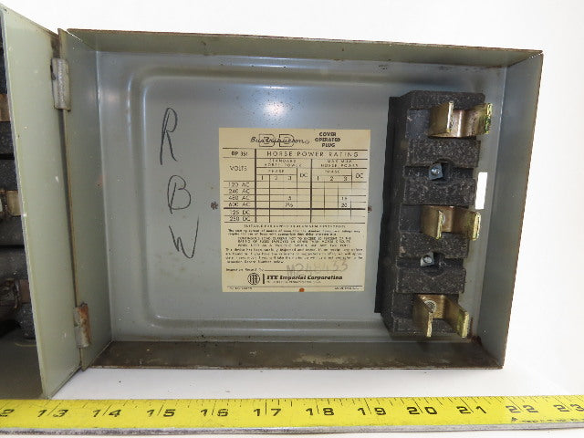 ITE BP-351 Bustribution 5 To 15Hp 30A 480/600VAC 3 Pole Fused Bus Tap