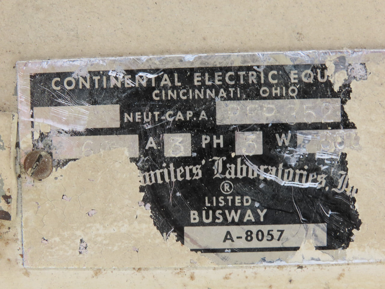 Continental Electric PFP352 60A 600VAC 3 Pole Fused Bus Tap 3Ph