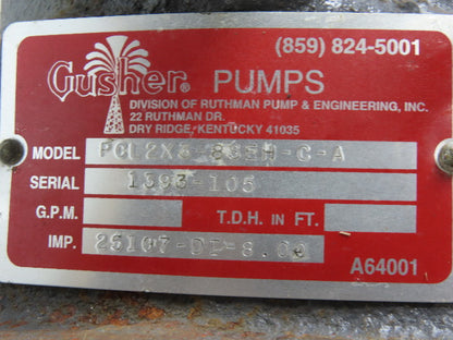 Gusher PCL2X3-8SEH-C-A 2"x3" Flange 200GPM 80Hd/Ft Max Centrifugal Pump Head
