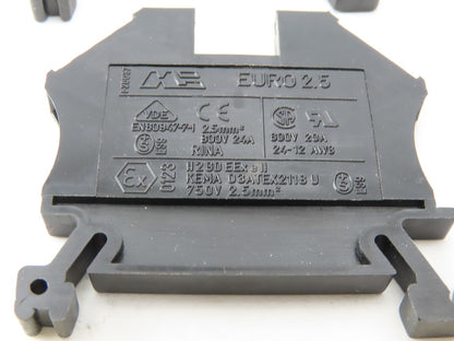 EURO 2.5 750V 12-24AWG Single Pole Electrical Terminal Block Lot/62