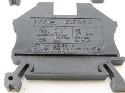 EURO 2.5 750V 12-24AWG Single Pole Electrical Terminal Block Lot/62
