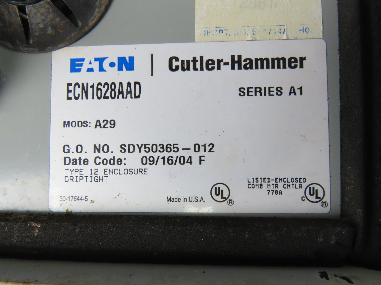Eaton ECN1628AAD Non Reversing Starter Fused Disconnect 60A 120V Coil