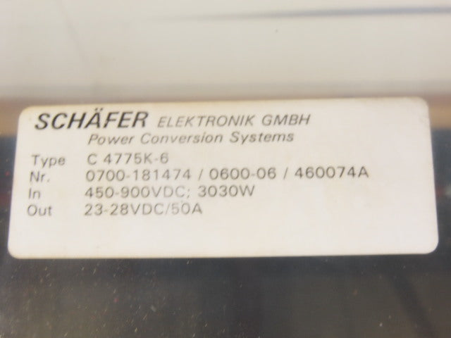 Schafer C 4775K-6 Type K 354 DC-DC Power Converter 450/900VDC To 23-28V 100A