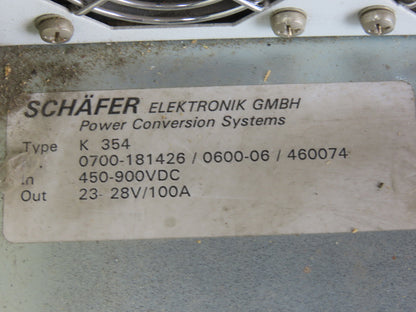 Schafer C 4775K-6 Type K 354 DC-DC Power Converter 450/900VDC To 23-28V 100A
