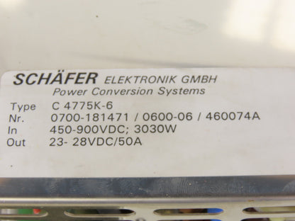 Schafer C 4775K-6 Type K 354 DC-DC Power Converter 450/900VDC To 23-28V 100A