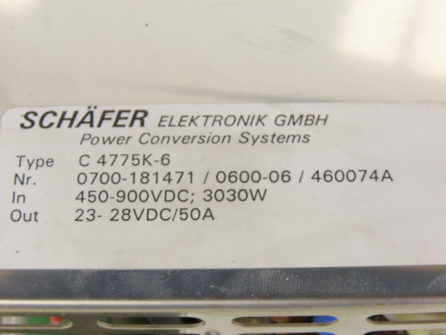 Schafer C 4775K-6 Type K 354 DC-DC Power Converter 450/900VDC To 23-28V 100A