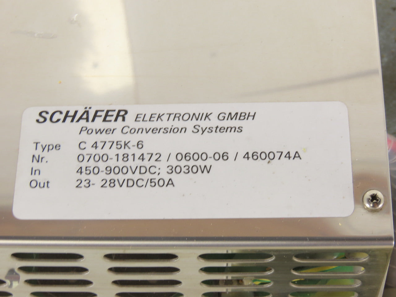 Schafer C 4775K-6 Type K 354 DC-DC Power Converter 450/900VDC To 23-28V 100A